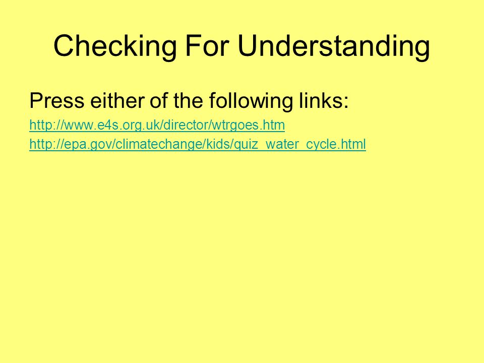Checking For Understanding