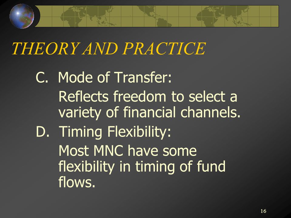 THEORY AND PRACTICE C. Mode of Transfer: