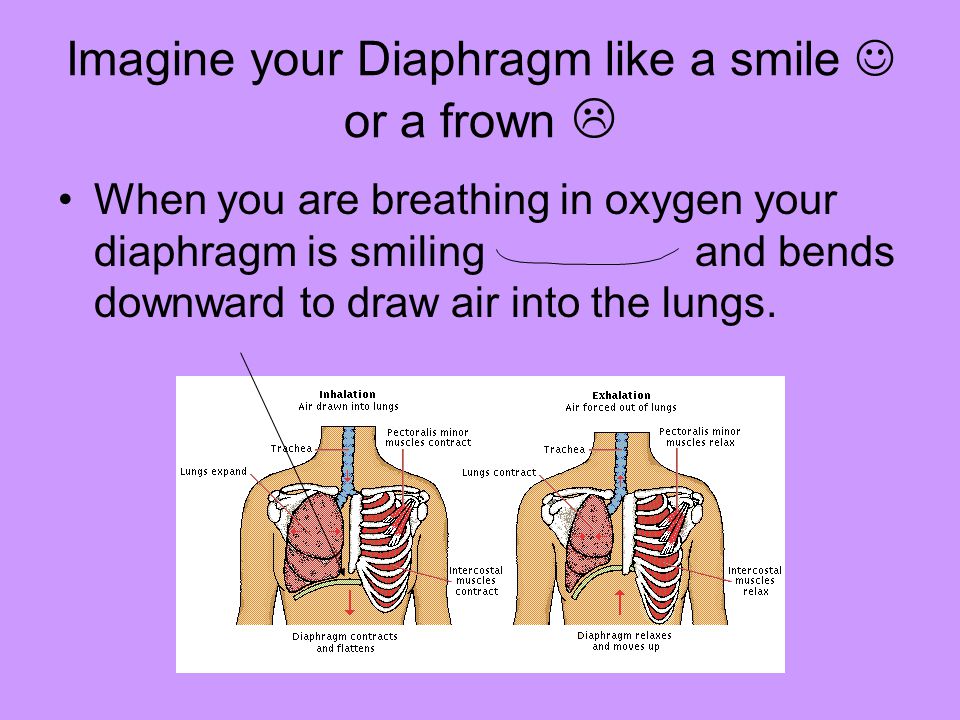Imagine your Diaphragm like a smile  or a frown 