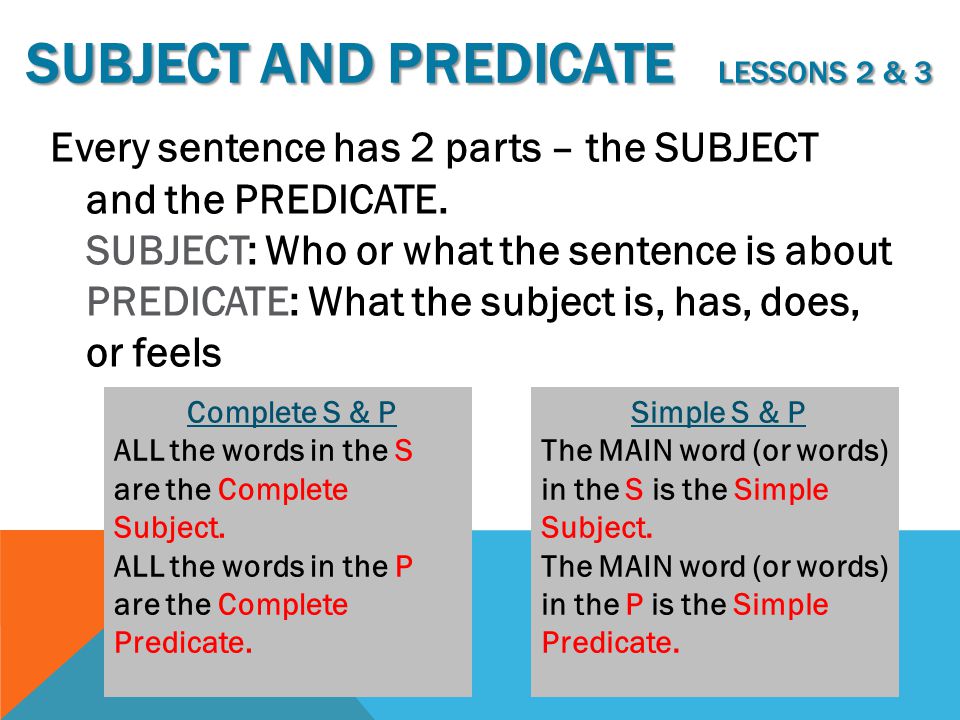 Subject and Predicate lessons 2 & 3