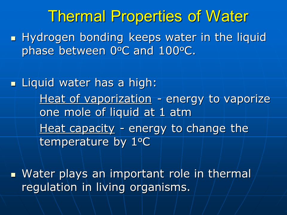 Thermal Properties of Water