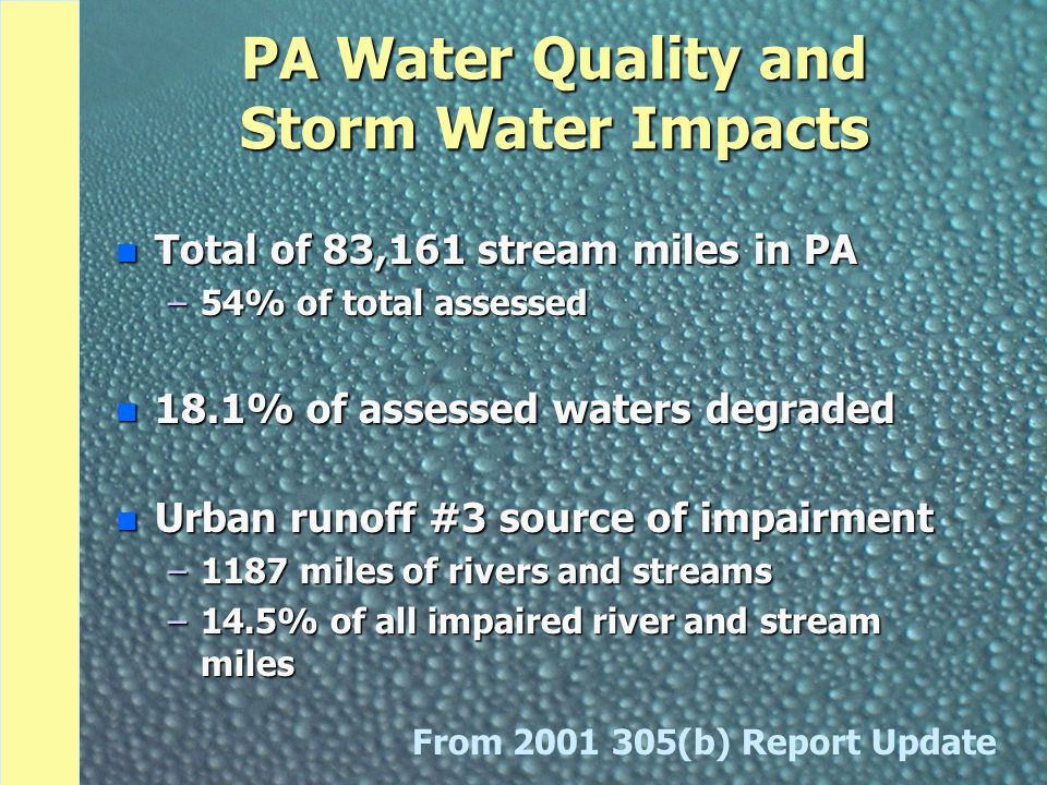 PA Water Quality and Storm Water Impacts