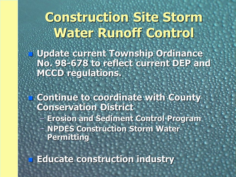 Construction Site Storm Water Runoff Control