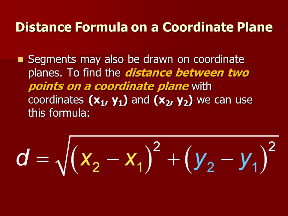 Distance Formula on a Coordinate Plane