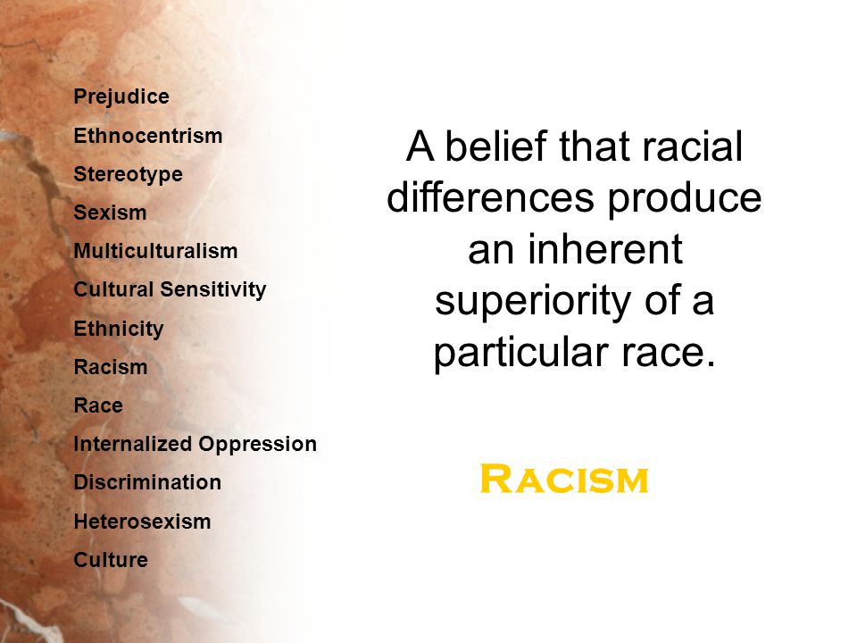 Prejudice Ethnocentrism. Stereotype. Sexism. Multiculturalism. Cultural Sensitivity. Ethnicity.
