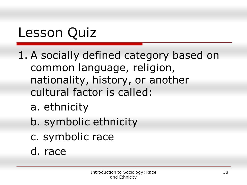 Introduction to Sociology: Race and Ethnicity