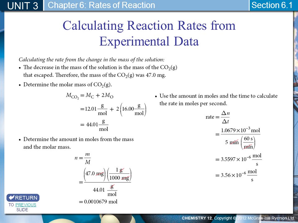 Calculating Reaction Rates from Experimental Data