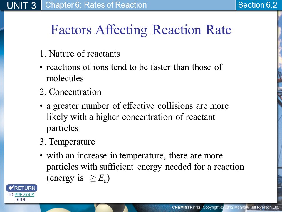 Factors Affecting Reaction Rate