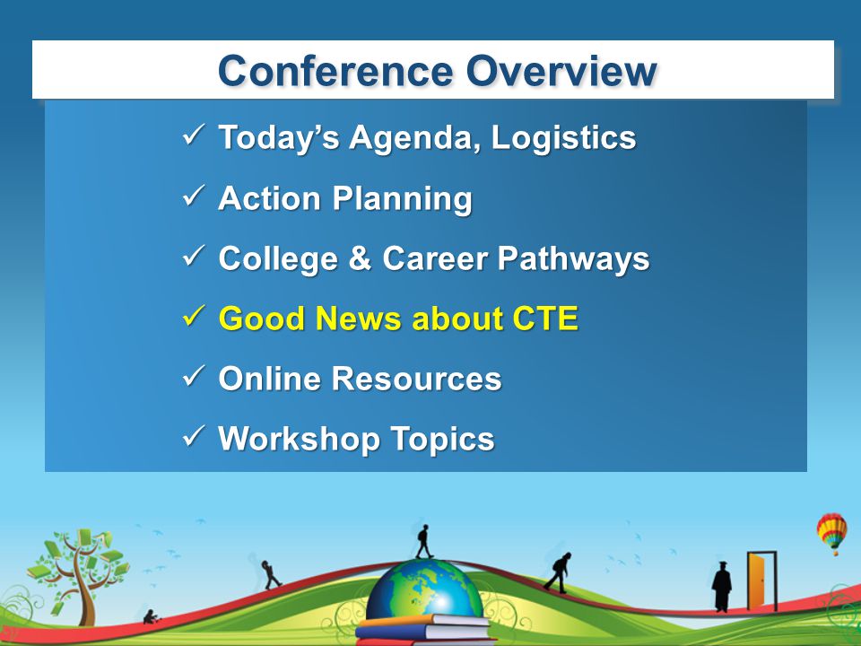 Conference Overview Today’s Agenda, Logistics Action Planning