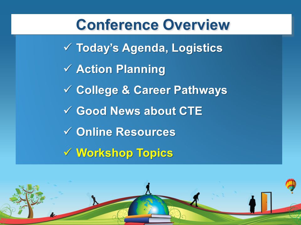 Conference Overview Today’s Agenda, Logistics Action Planning