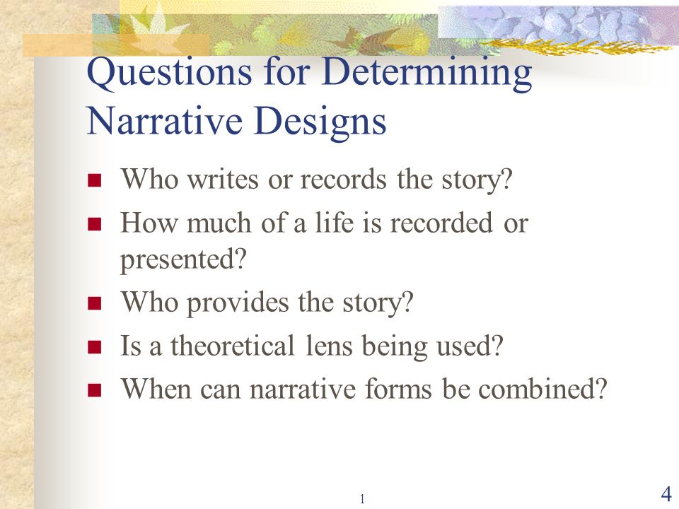 Questions for Determining Narrative Designs