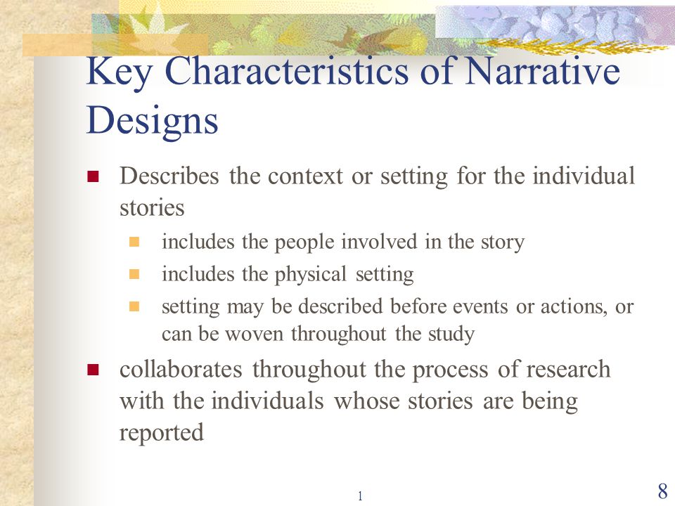 Key Characteristics of Narrative Designs