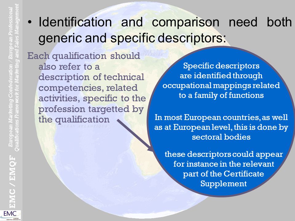Identification and comparison need both generic and specific descriptors: