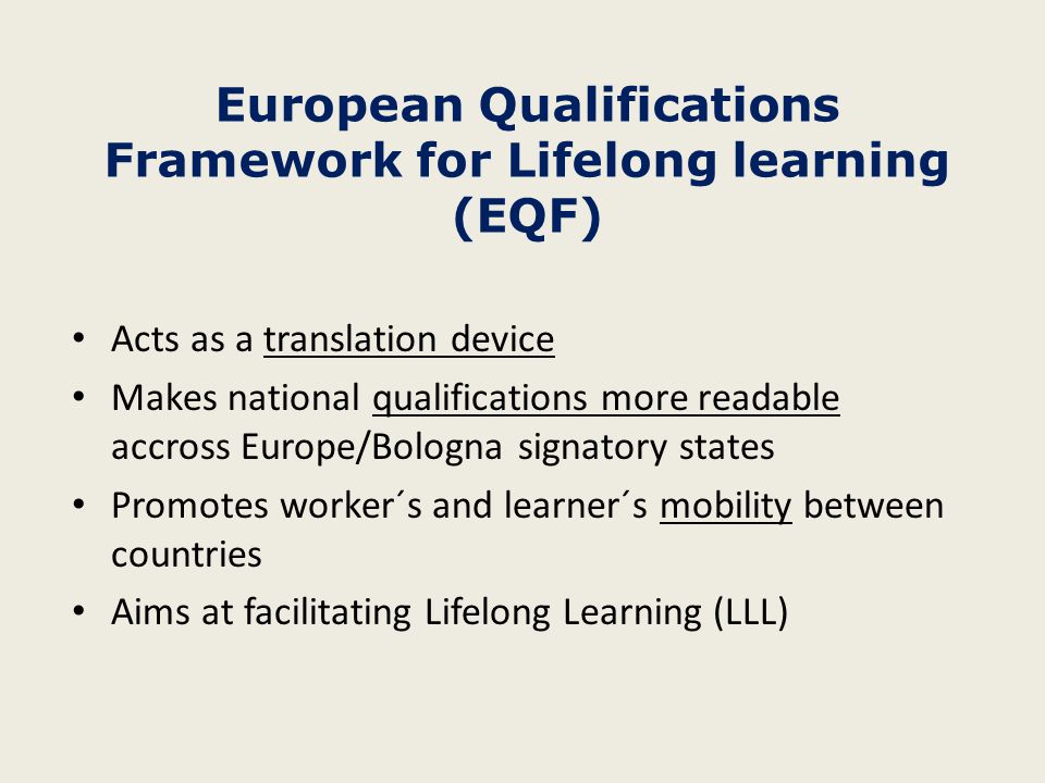 European Qualifications Framework for Lifelong learning (EQF)