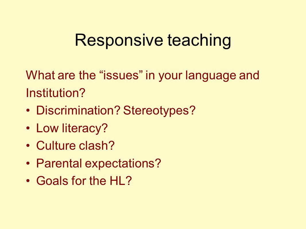 Responsive teaching What are the issues in your language and
