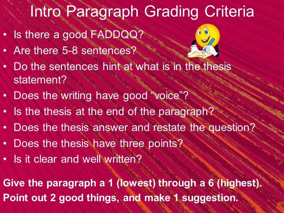 Intro Paragraph Grading Criteria