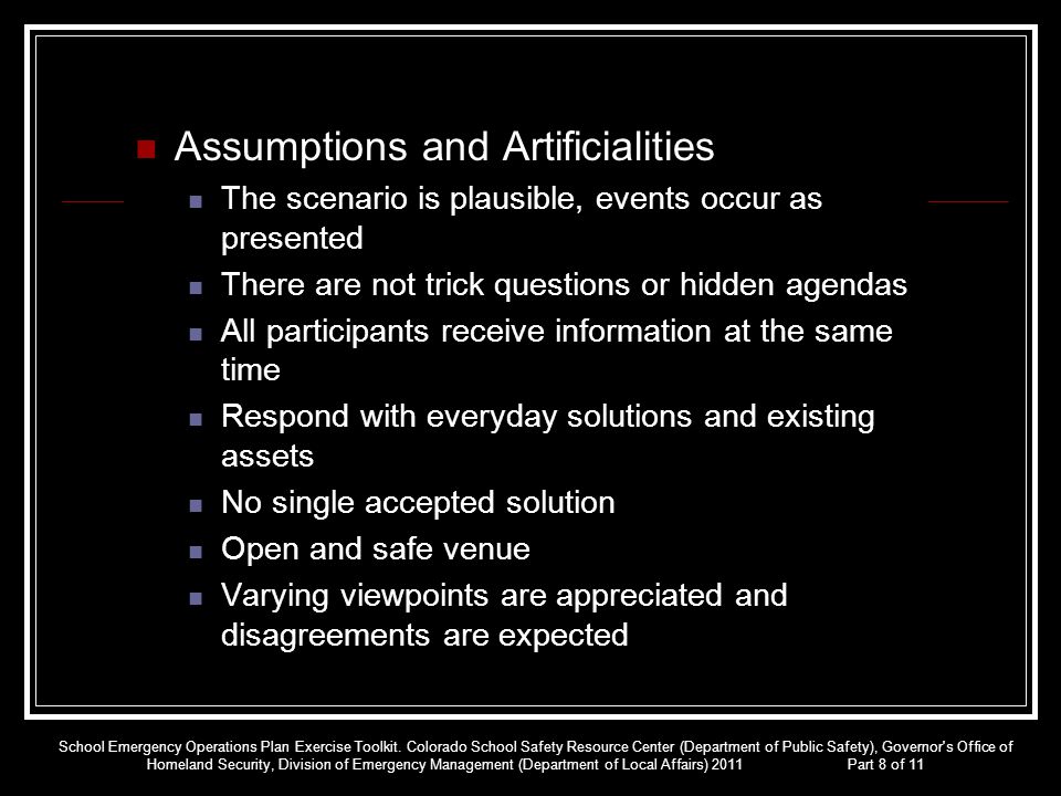 Assumptions and Artificialities