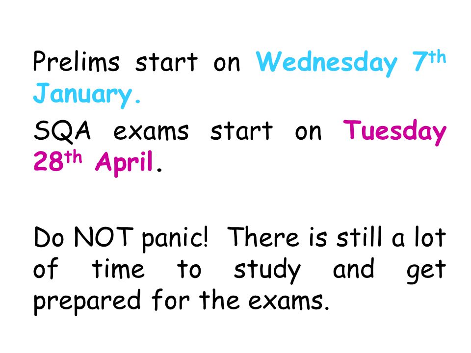 Prelims start on Wednesday 7th January.