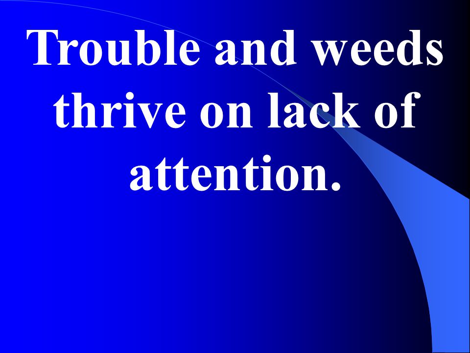 Trouble and weeds thrive on lack of attention.