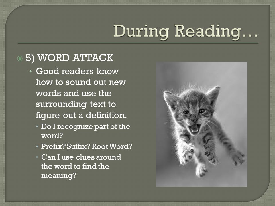 During Reading… 5) WORD ATTACK