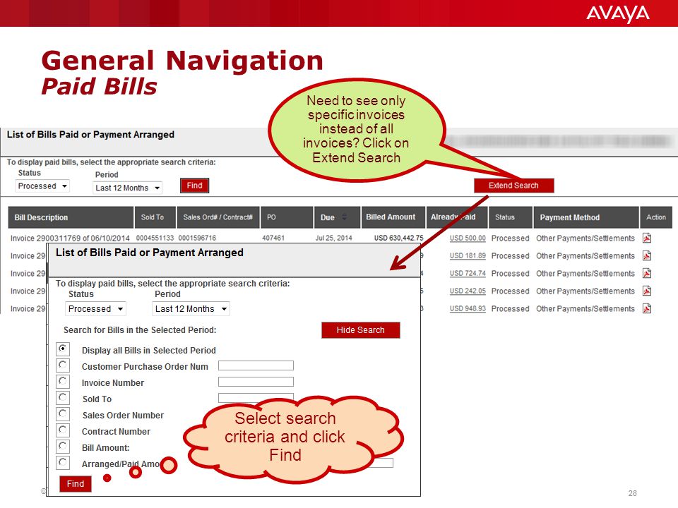 General Navigation Paid Bills