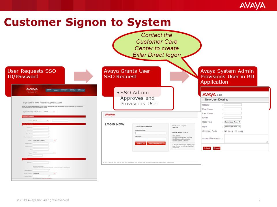 Contact the Customer Care Center to create Biller Direct logon