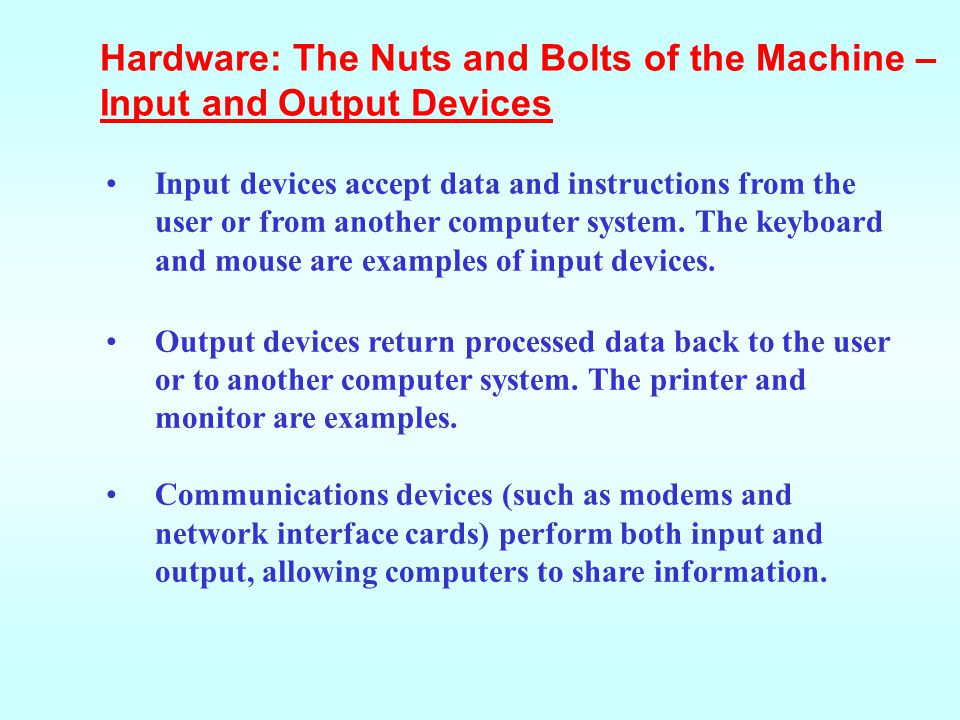 Hardware: The Nuts and Bolts of the Machine – Input and Output Devices