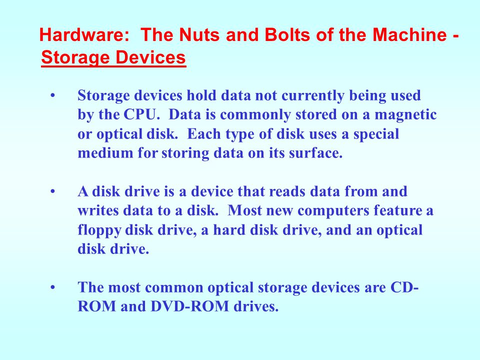 Hardware: The Nuts and Bolts of the Machine -