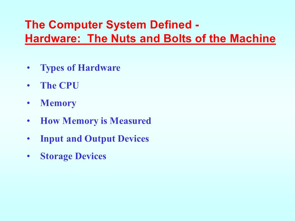 The Computer System Defined -