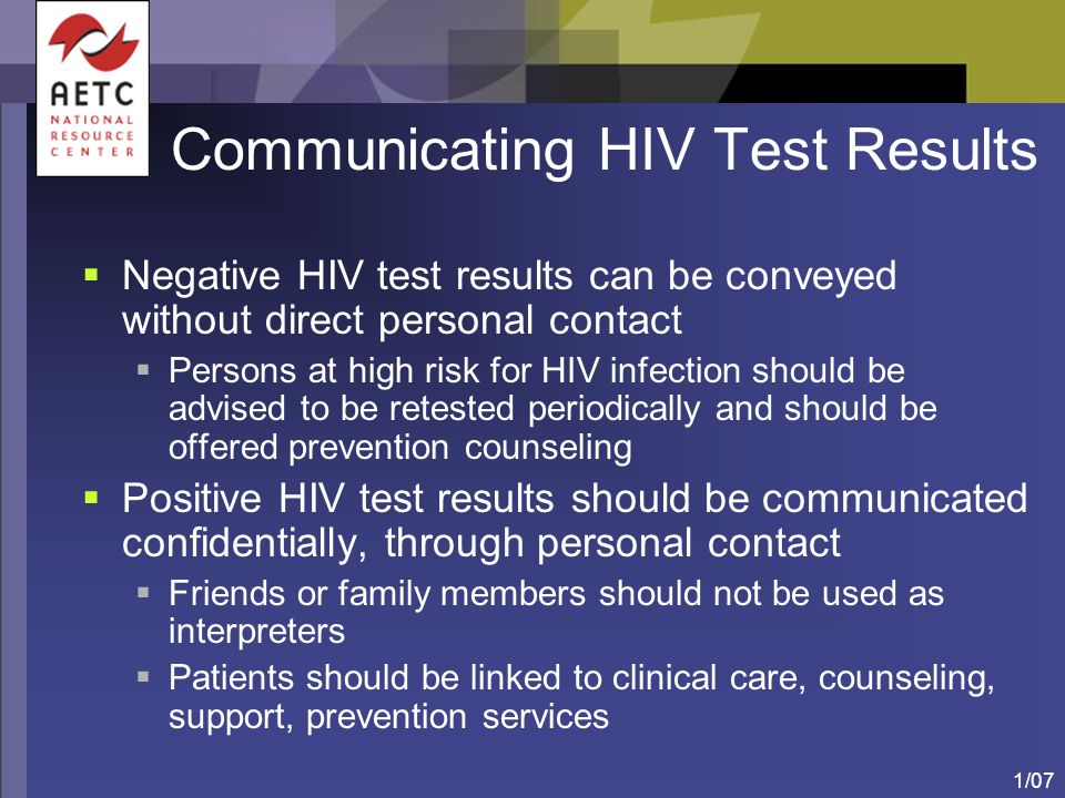 Communicating HIV Test Results
