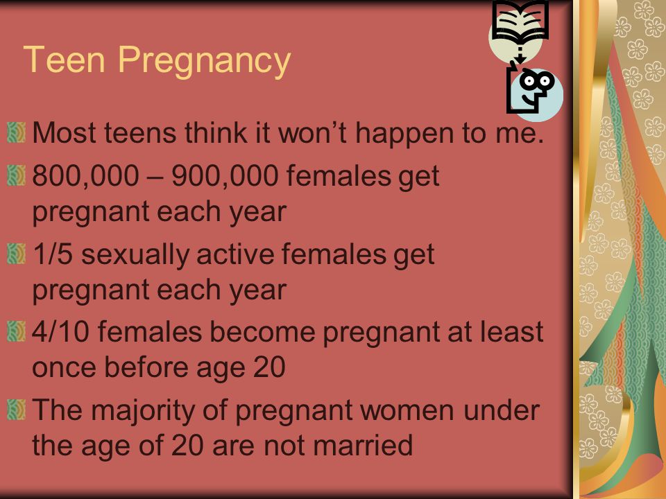 Teen Pregnancy Most teens think it won’t happen to me.