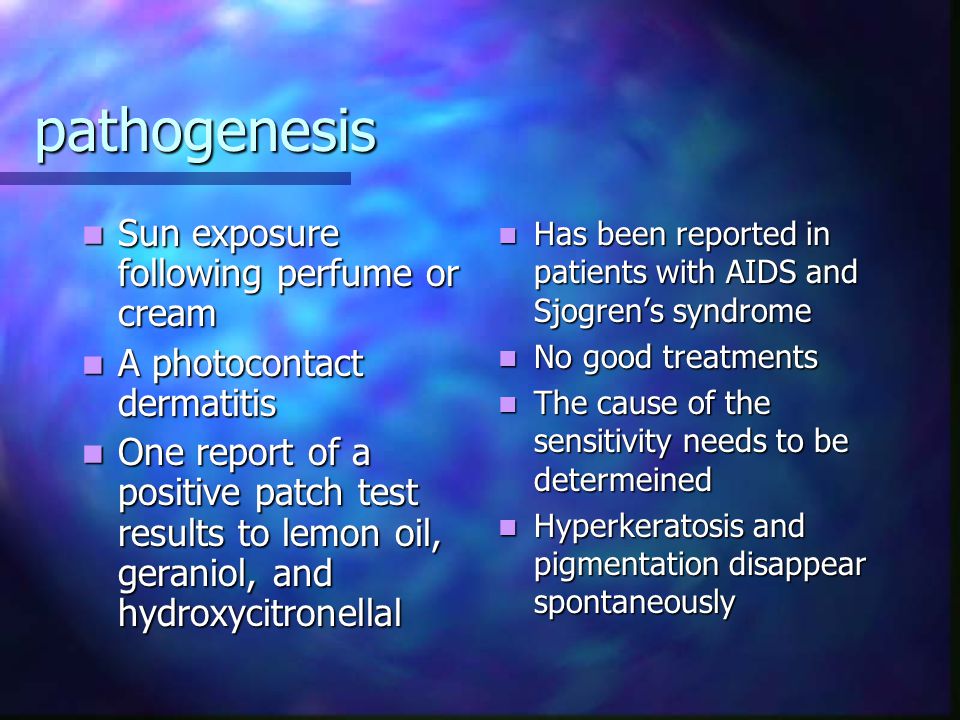 pathogenesis Sun exposure following perfume or cream