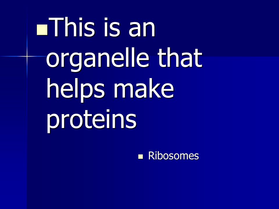 This is an organelle that helps make proteins