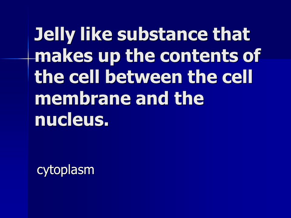 Jelly like substance that makes up the contents of the cell between the cell membrane and the nucleus.