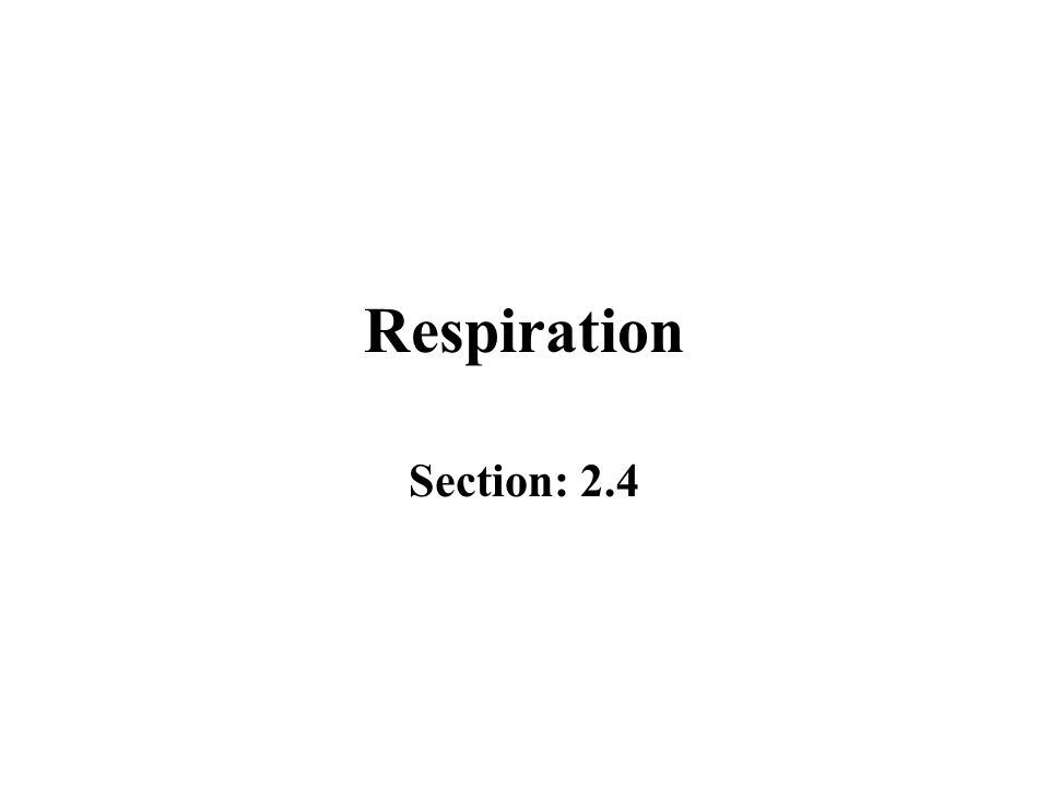 Respiration Section: 2.4
