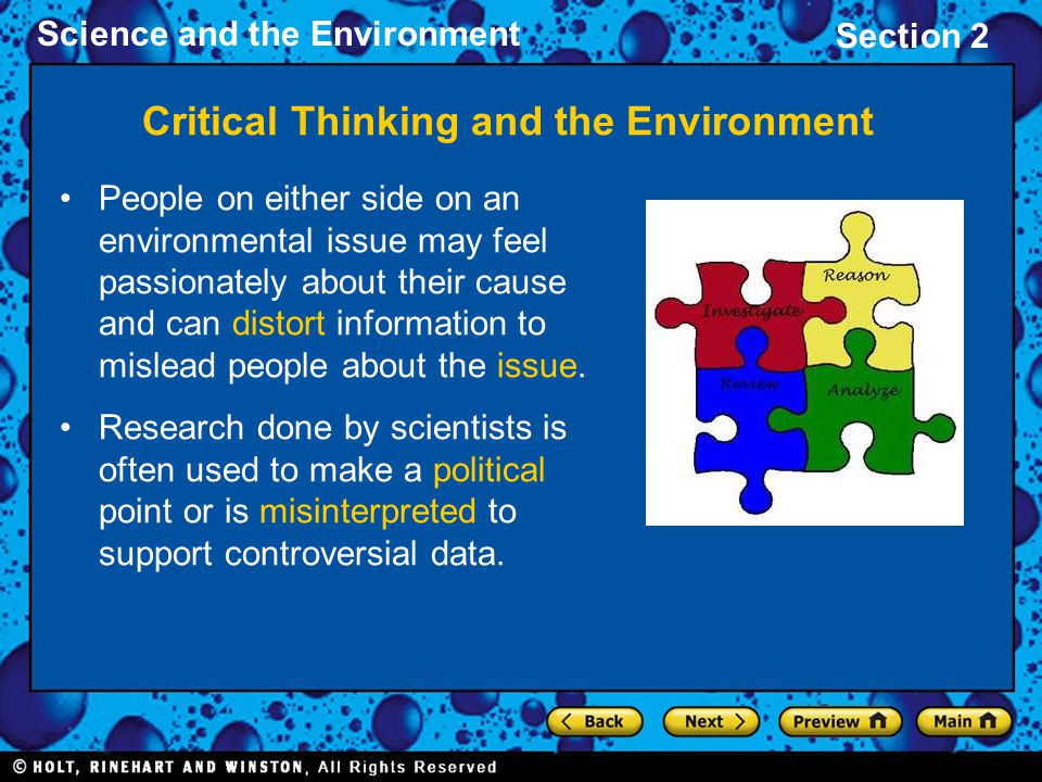 Critical Thinking and the Environment