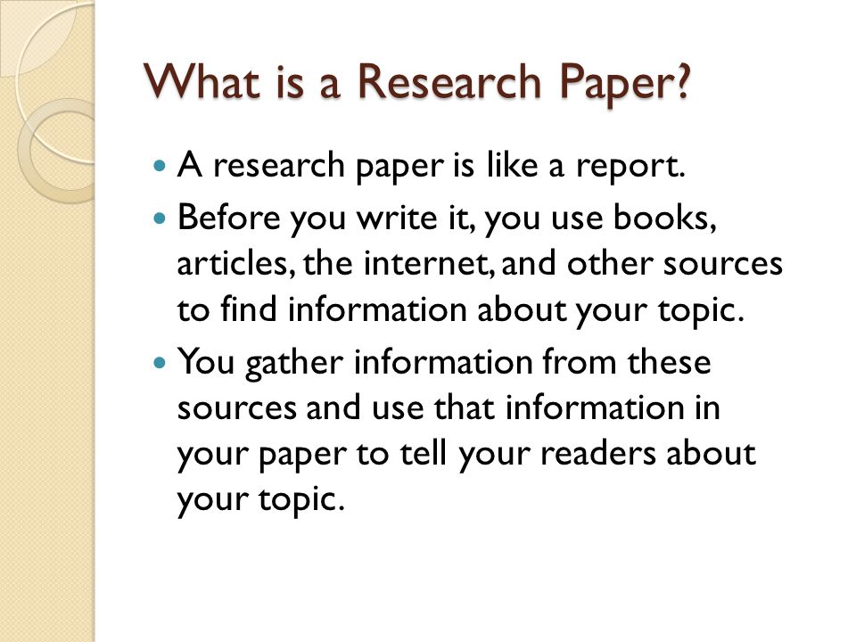 What is a Research Paper