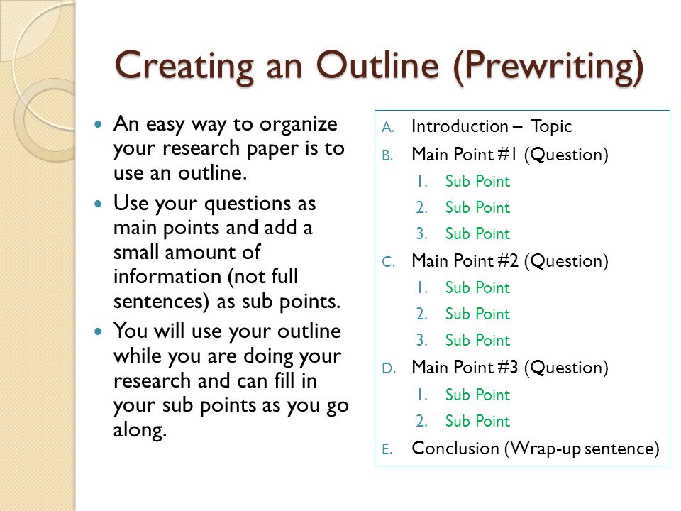 Creating an Outline (Prewriting)
