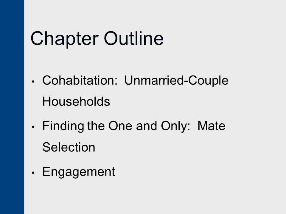 Chapter Outline Cohabitation: Unmarried-Couple Households