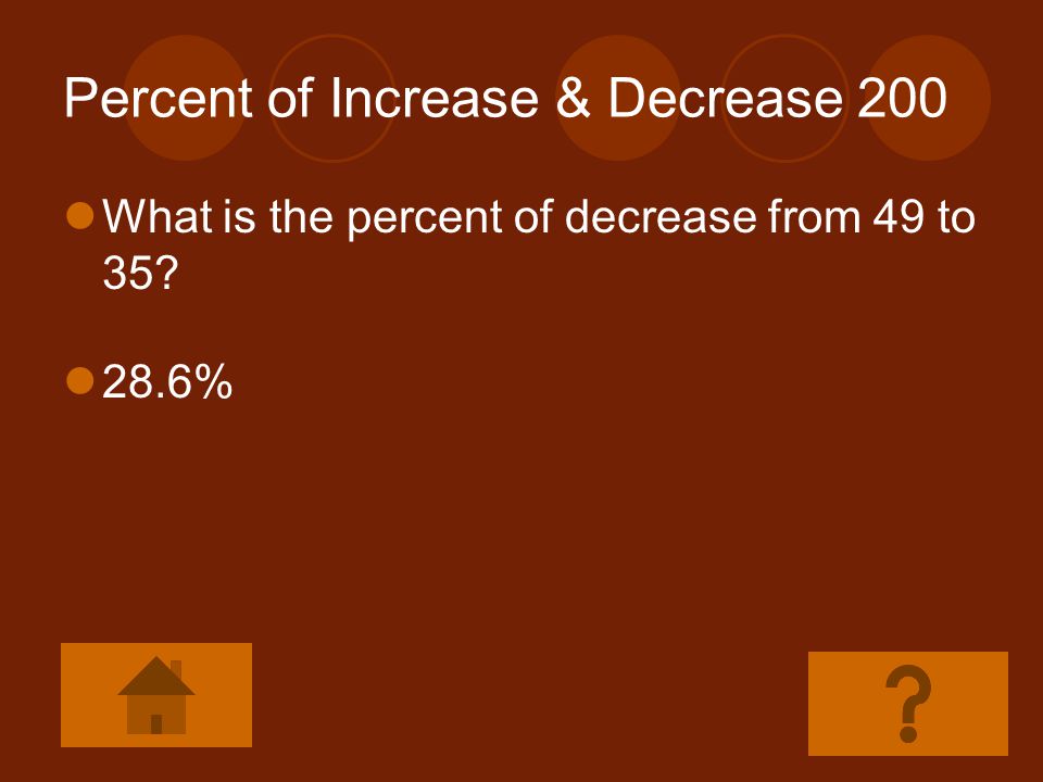 Percent of Increase & Decrease 200