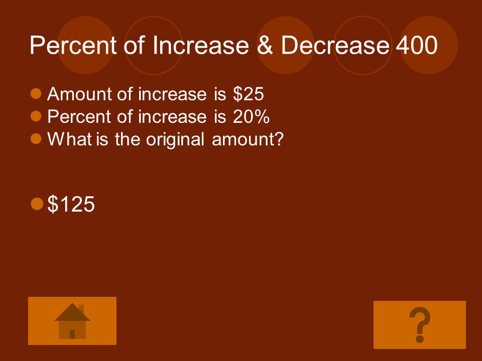 Percent of Increase & Decrease 400