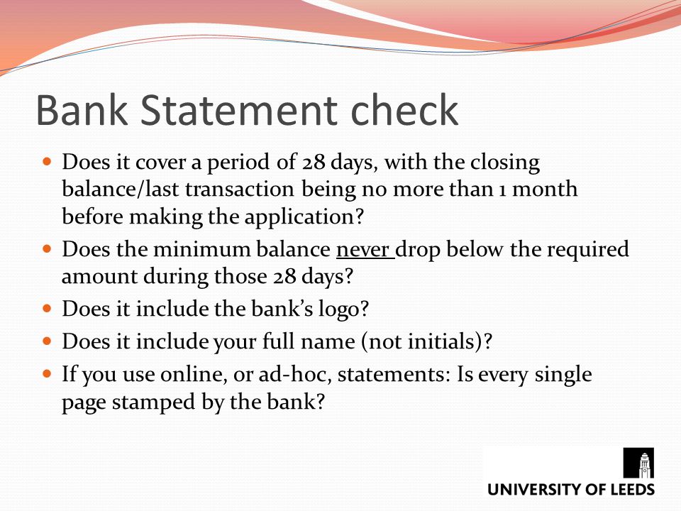 Bank Statement check