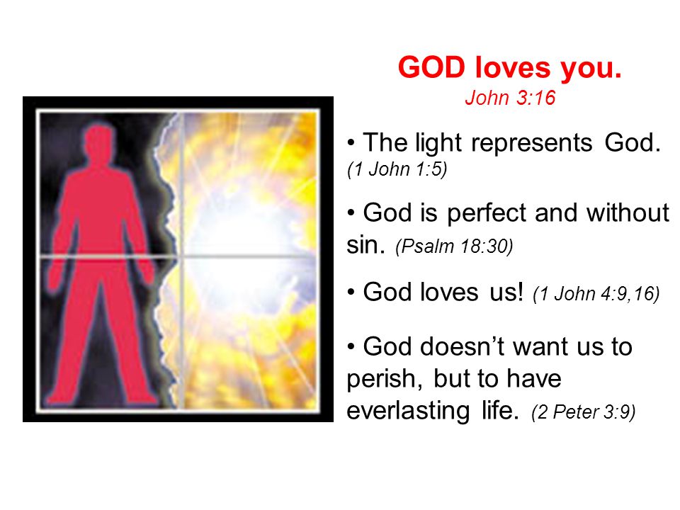 GOD loves you. • The light represents God. (1 John 1:5)