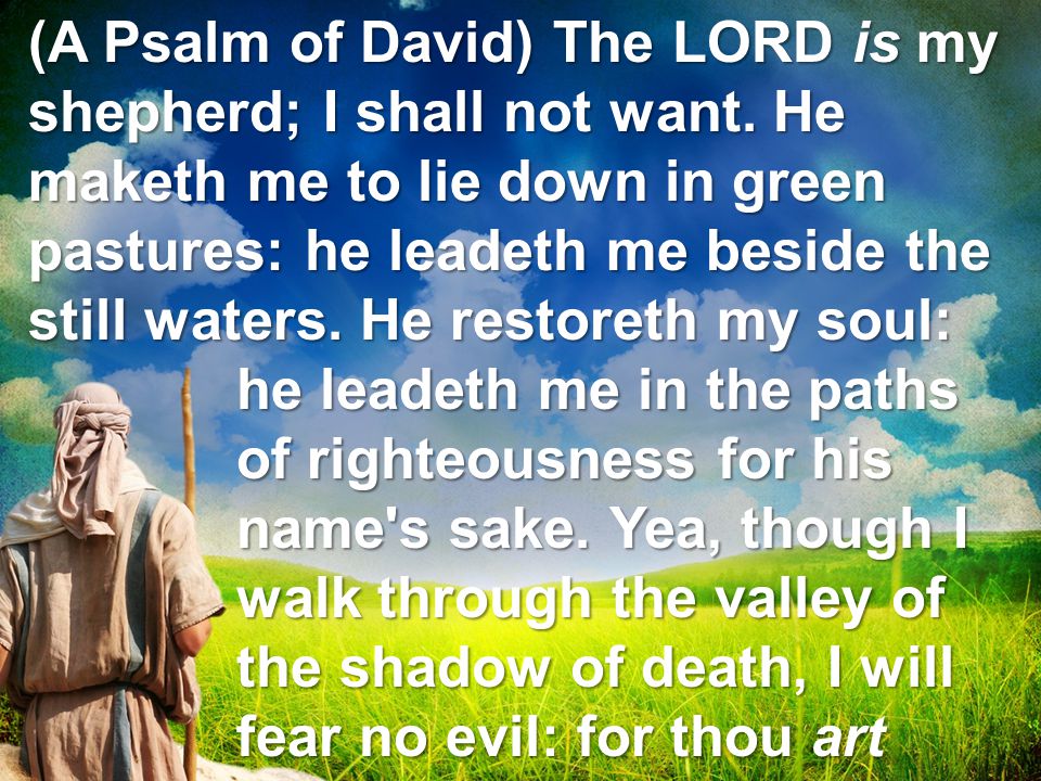 (A Psalm of David) The LORD is my shepherd; I shall not want