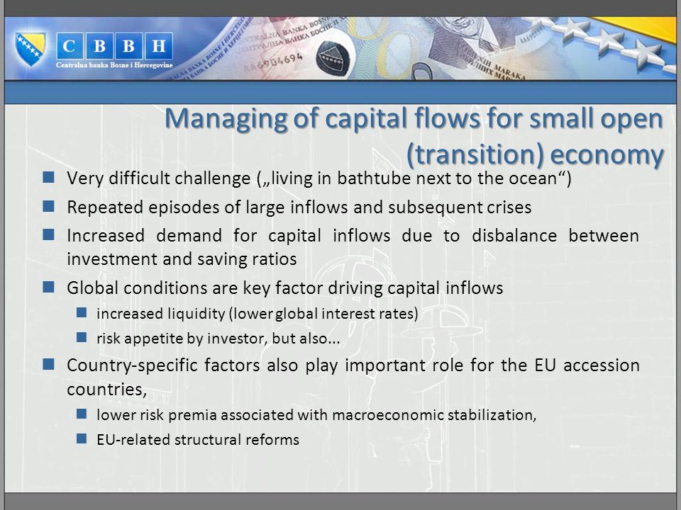 Managing of capital flows for small open (transition) economy