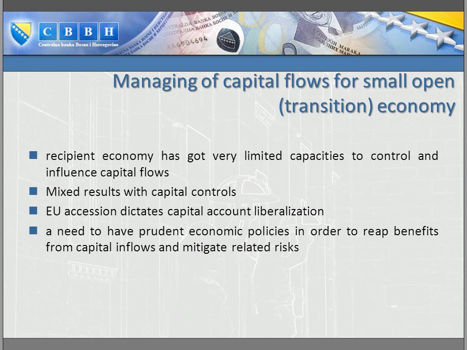 Managing of capital flows for small open (transition) economy