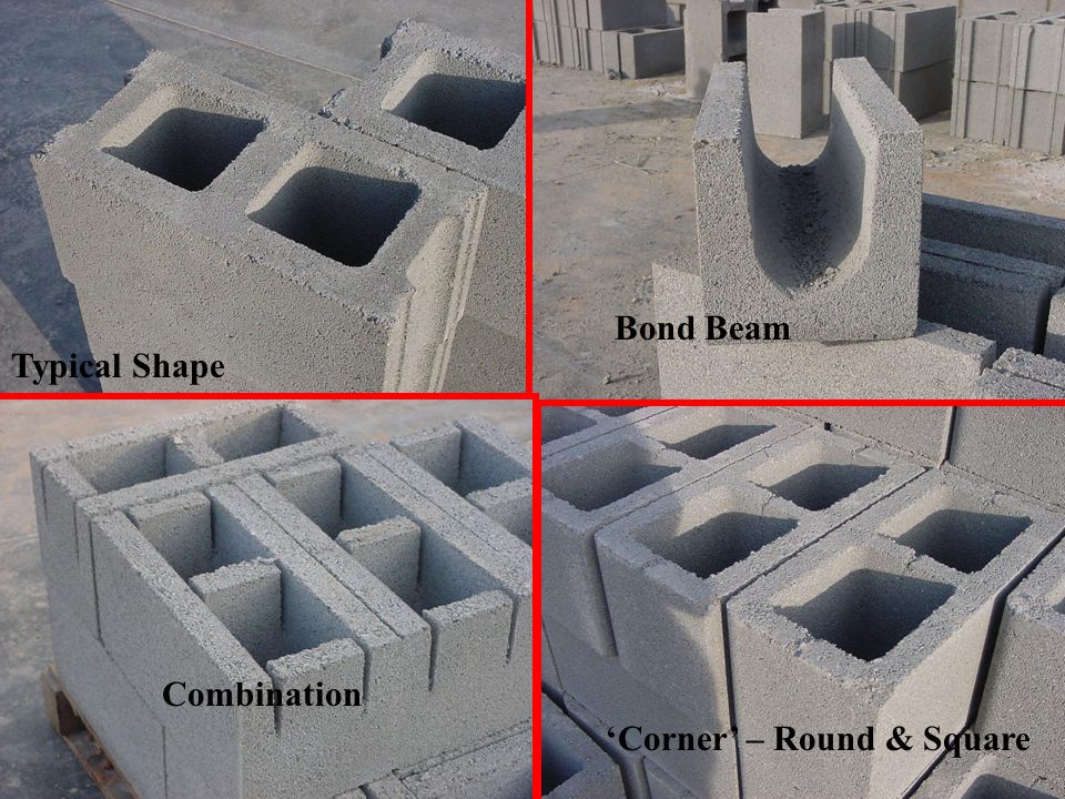 Bond Beam Typical Shape Combination ‘Corner’ – Round & Square