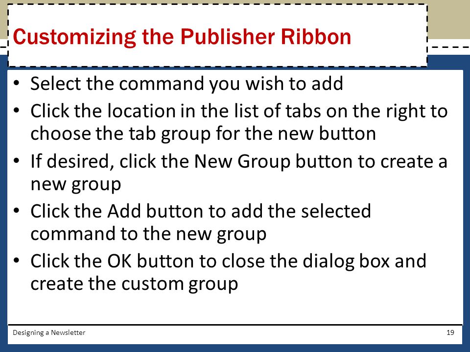 Customizing the Publisher Ribbon