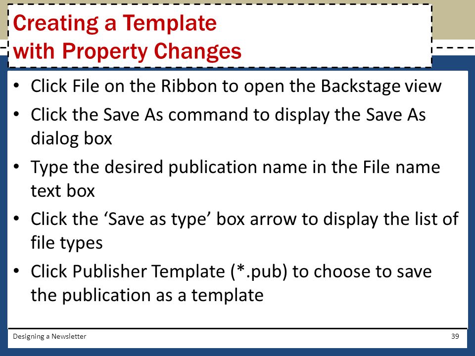 Creating a Template with Property Changes