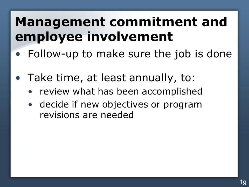 Management commitment and employee involvement
